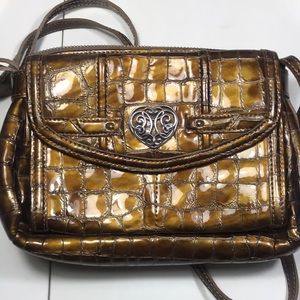 Brighton crossbody organizer patent crocodile skin